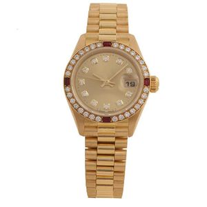 New Women's Automatic Mechanical Watch Sapphire Crystal 69178 Gold Diamond Girl Watch 26mm331r