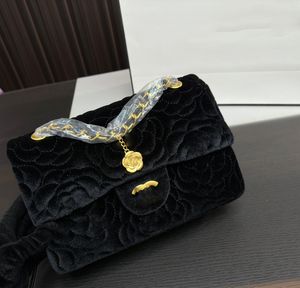 CC CF -Serie Designer Crossbody Bag Umhängetasche Velvet Camellia Design Lady Clutch Bag Frau Mode -Kettenhandtaschen Klassische Klassiker Ketten -Umhängetasche25*15 cm 240106