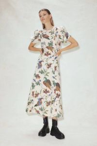Casual Dresses Australian Designer Dress 2023 Autumn New Linen Print long Dress
