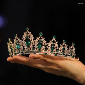 Saç klipleri itacazzo gelin şapkası bir yeşil bayan moda düğün prenses rhinestone klasik tiaras kız romantik doğum günü taç