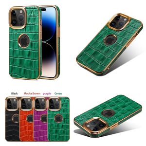 Luxus Alligatormuster Echtes Leder Vogue Telefon Hülle für iPhone 15 14 13 12 Pro Max Slim Senior Business Voller Schutzweichkrokodil -Druck zurück -Deckung