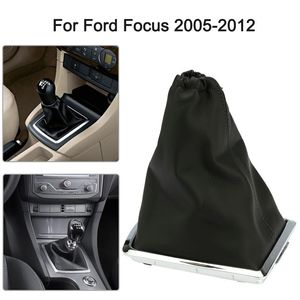 Para Ford Focus 2 Mk2 2005 2006 2007 2008 2009 2010 2011 2011 Black Car Gear Shift Knob Real Leather Gaiter and Chrome 288W