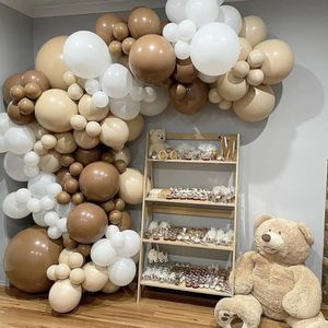 Altre forniture per feste di eventi 123pcs Garland Arch Kit Coffee Brown White Balloons Birthday Baby Shower Bear Decorazioni 230818