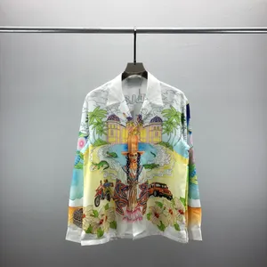 Casablanc Long Rleeve Men Designer Koszulka Moda Letter Koszulka swobodne koszule Mężczyźni Slim Fit Sukienka z krótkim rękawem M-3xl