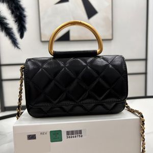 9A Designer torebki luksusowe torby łańcuchowe metalowy pierścień klapa torebka 17 cm imitacja crossbody z pudełkiem