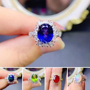Anelli a grappolo FS Natural 8 10 Sapphire/Opal/Ruby Ring for Women S925 Sterling Silver Fante Fine Charm Wedding Meibapj