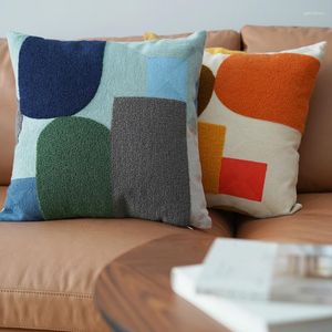 Подушка с французской вышивкой, хлопковый декоративный чехол для дивана, геометрический современный чехол для гостиной, украшение для дома