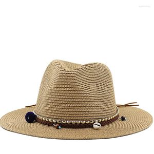 Boinas-filhote-filho Chapéus Panamá Lady Beach Hat Women Women Straw Man Summer Sun Cap Fedora 54cm 56-58cm 59-61cm