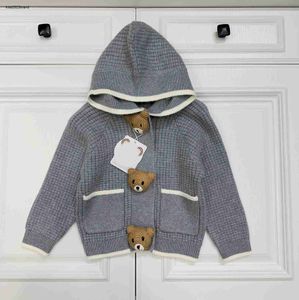 designer kids Hooded cardigan fashion baby Knitted sweater Size 100-160 CM Knitted doll button decoration baby Jacket Aug16