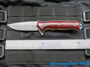 Высококачественный виноград на заказ Damascus Blade Blade Складное складное нож для ручки розового дерева.