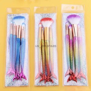 Pincéis de maquiagem Mermaid Makeup Brusches Set Cosmetic Powle Shadow Foundation Bush Brush Breat Beauty Make Up Tool