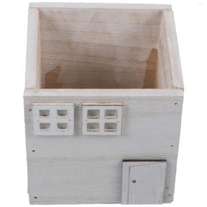 Dekorative Blumen Hausdekorationen Home Blumenständer Sukkulenten Töpfe Retro Blumenpot kleiner Holz Pflanzer im Freien rustikal weiß weiß hölzern