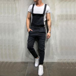 Yfashion mężczyzn w trudnej sytuacji dżinsowe spodnie męskie stolarki kombinezon bibus kombinezonu motocykla motocyklowy dżinsy dżinsy homme moda streetwear276m