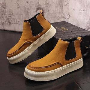 Autumn Spring e New Men Middle Tops Retro tornozelo Sapatos de couro casual AA