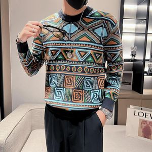 Herrenpullover 2023 Herbst Winter Vintage lässiger Pullover Langarm losen gestrickten Pullover runden Hals warme Strickwinne Herren Kleidung