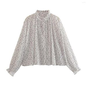 Polos Women Summer Let Long Rleeve Loose Polka Dot Top Woman