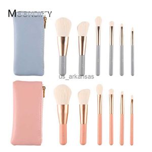 Makeup Brushes 6st Mini Travel Makeup Brushes Set Soft Natral Podwer Contour Eye Shadow Beauty Brush Portable Cosmetics Tools With Bag Beauty HKD230821