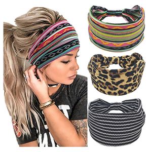 Bred Bohemian Head Hair Bands Elastic Fabric Headband Sport Hårbandan för män Kvinnor FH1111