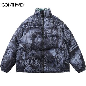 Herrenjacken Hip Hop Reversible Jacke Männer Parka Streetwear Winter Dicke warme Punk Gothic übergroße Mantel Harajuku Fashon lässig Outdoor 230821