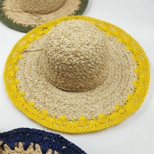 Berets Damskie pasujące kolor Raffii Uv Sun Hat Fashion Girl Straw Summer Wide Rondo Protection Unisex Beach