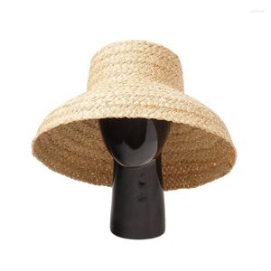 Berets Summer Sun Hat Hand-knitted Raffia Retro Travel Sunscreen Beach Vacation Straw With Lacing For Children Adult Holidays