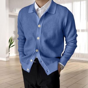Men's Sweaters Versatile Knitted Sweater Stylish Cardigan Lapel Long Sleeve Simple Casual Coat For Spring Autumn Outwear Solid