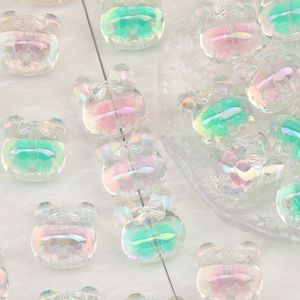 Acrylplastik Lucite Cordial Design 100pcs 18*20 mm DIY Clear Perlen/handgefertigte/Aurora -Effekt/Kaninchenform/Schmuck Befunde Komponenten/Acrylperlen 230820