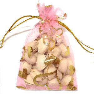 100st Gold Heart Organza Packing Bags Jewellery Pouches Wedding Favors Christmas Party Gift Bagzz