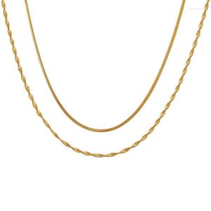 Kedjor minimalistisk stil dubbellager rostfritt stål kedja halsband med hög kvalitet smycken för kvinnor grossistföremål återförsäljning i bulk