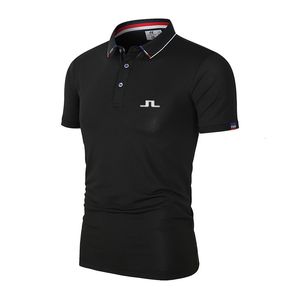 Koszule na zewnątrz j Lindeberg golfowe do męskiej polo koszule krótkie rękawy Topy Summer Szybki suchy golfa