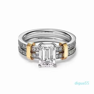Ring Designer Jewelry fashion for Mens Womens designer rings Square diamond double row diamond ring zirconia bridal jewelry