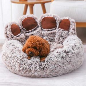 Other Pet Supplies Dog Bed Soft Bear Paw Shape Pet House Sofa Washable Long Plush Large Dogs Cat Warm Mat Thickened Fluffy Warm Cushion For Dogs HKD230821