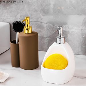 Liquid Soap Dispenser Multifunktionell keramisk lotionflaskförvaringsburk Dual Purpose Hand Sanitizer Bottle Soap Dispenser Badrumschampoflaskor 230820