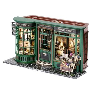 Doll Accessories DIY Wooden Dollhouse With Furniture Roombox Home Model Toy For Children Gift Retro Magic Shop 230818