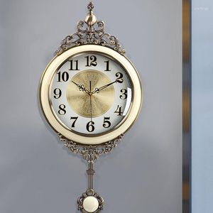 Relógios de parede Pendulum clássico quartzo vintage Relógio de arte minimalista Luxo Retro Nordic Living Room RELOJ RECOLAR DESIGN HOME