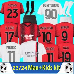 Maglia AC S 22 24 Soccer Jerseys Kids Kit 2023 2024 Home Away Third 3rd Football Shirt Calcio Maillot Fans Giroud Brahim Tonali Tomori tho