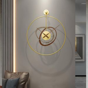 Wall Clocks Golden Metal Clock Yellow Stylish Unique European Quiet Battery Relogio Digital De Mesa Decoration Bedroom