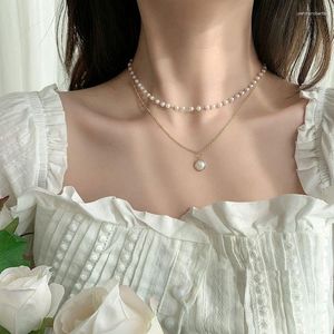 Ketten Die Süßwasserperlen Halskette Barock Reiskörnern -Chrow -Collar -Ketten -Design fühlt sich leicht luxuriös und hervorragend einfacher Stil an