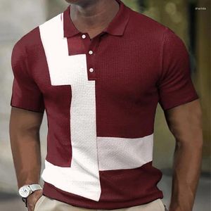 Herren Polos Beach Sommer Trend kurzärärmiges Polo-Hemd gedruckt gestreiftes Fashion Revers-Button-Down für Männer