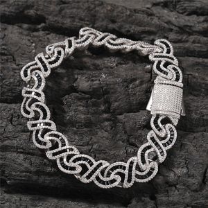 Hip -Hop vereiste 12 mm kubanische Halskette Buntes Leiter Zirkon schwarz und weiße Halskette Armbänder für Männer Frauen