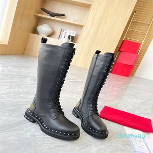 2023-luksusowa marka Knee Womens Martin Snow Boots Winter Lace Up Buty Rozmiar 35-41