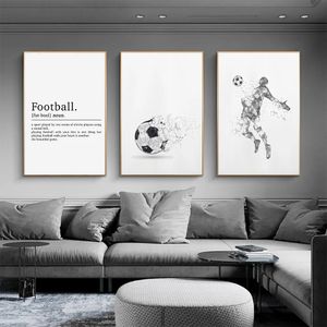 Futebol Man Canvas pintando pôster abstrato minimalista e impressões Arte da parede da sala de estar nórdica Picture Wall Picture Teenager Bedroom Decor sem moldura WO6