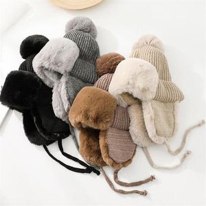 Beanie Skull Caps Women's Faux Fur Knitted Beanie Hat Soft Pom Ball Outdoor Riding Skiing Cap Furry Women Thick Warm Hats2813