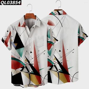 Herren lässige Hemden Hawaii Retro Shirt Geometrische Muster Tops Vintage Y2K Sommer für Männer und Frauen Streetwear