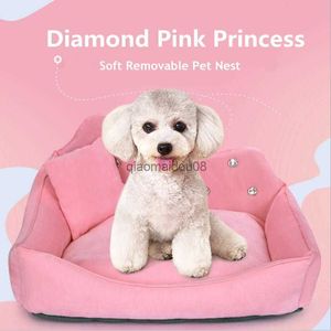 Andra husdjurstillbehör Princess Pet Nest Luxury Diamond Pink ingen piller hundbädd fuktproof anti-halk Pet Pad borttagbar enkel rengöring av hund katt soffa hkd230821