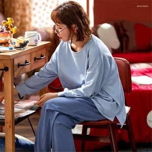 Women's Sleepwear Maternity Wear Autumn Cotton Pajamas Suit Long-sleeved Loose Nightgown Simple 2023 Nursing Clothes Sweat Absorption Robe