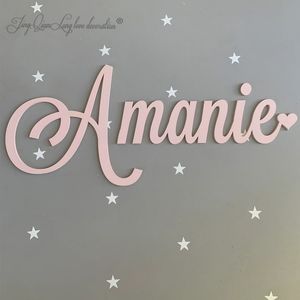 Decorative Objects Figurines Large wooden name sign personalised Heart wall plaque childrens room sign po prop wedding name sign Nursery decor Baby word 230818