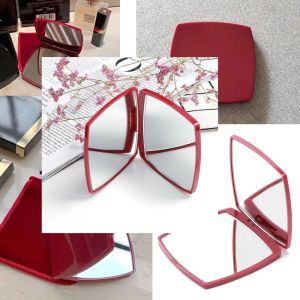 Red Fashion Classic Folding Double Side Mircor Portable HD-макияж зеркало и увеличительное зеркало с фланелетовой коробкой мешковины для VIP-клиента