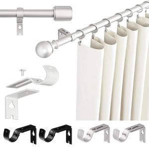 Hooks Holders Room Duty Practical 1 Screws Rod Heavy Bracket 2/4pcs Inch Curtain For Hang With Installation