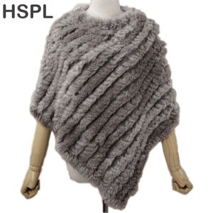 Frauen S Jacken HSPL Fur Poncho Herbst Real Rabbit Dreieck Strick Frauen Pullover Lady Pashmina Wrap Poncho Pele de Coelho 230821